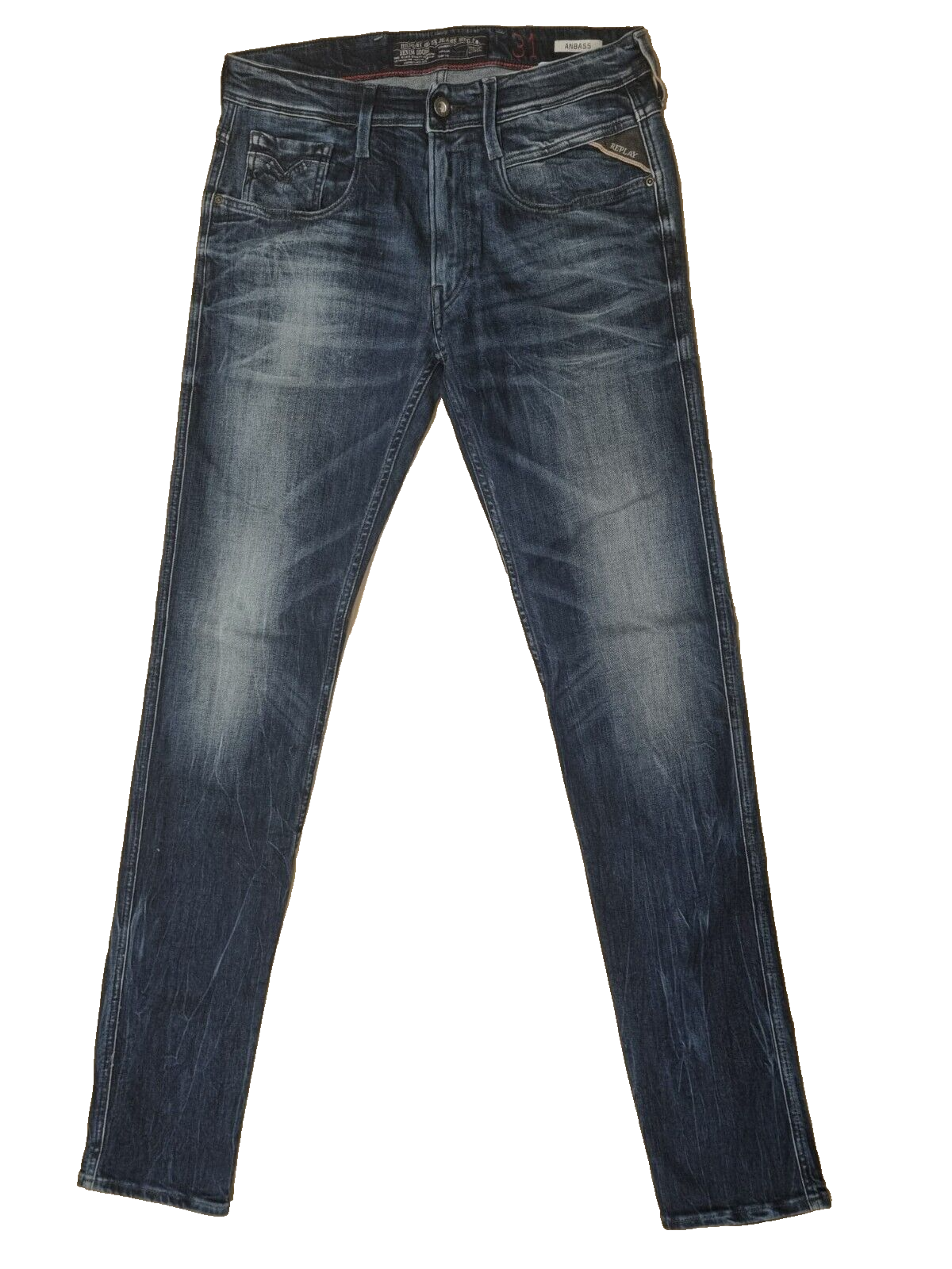 Replay Herren Jeans ANBASS, W31 L34, Dunkelblau, Slim Fit, Modern Look Hose D6