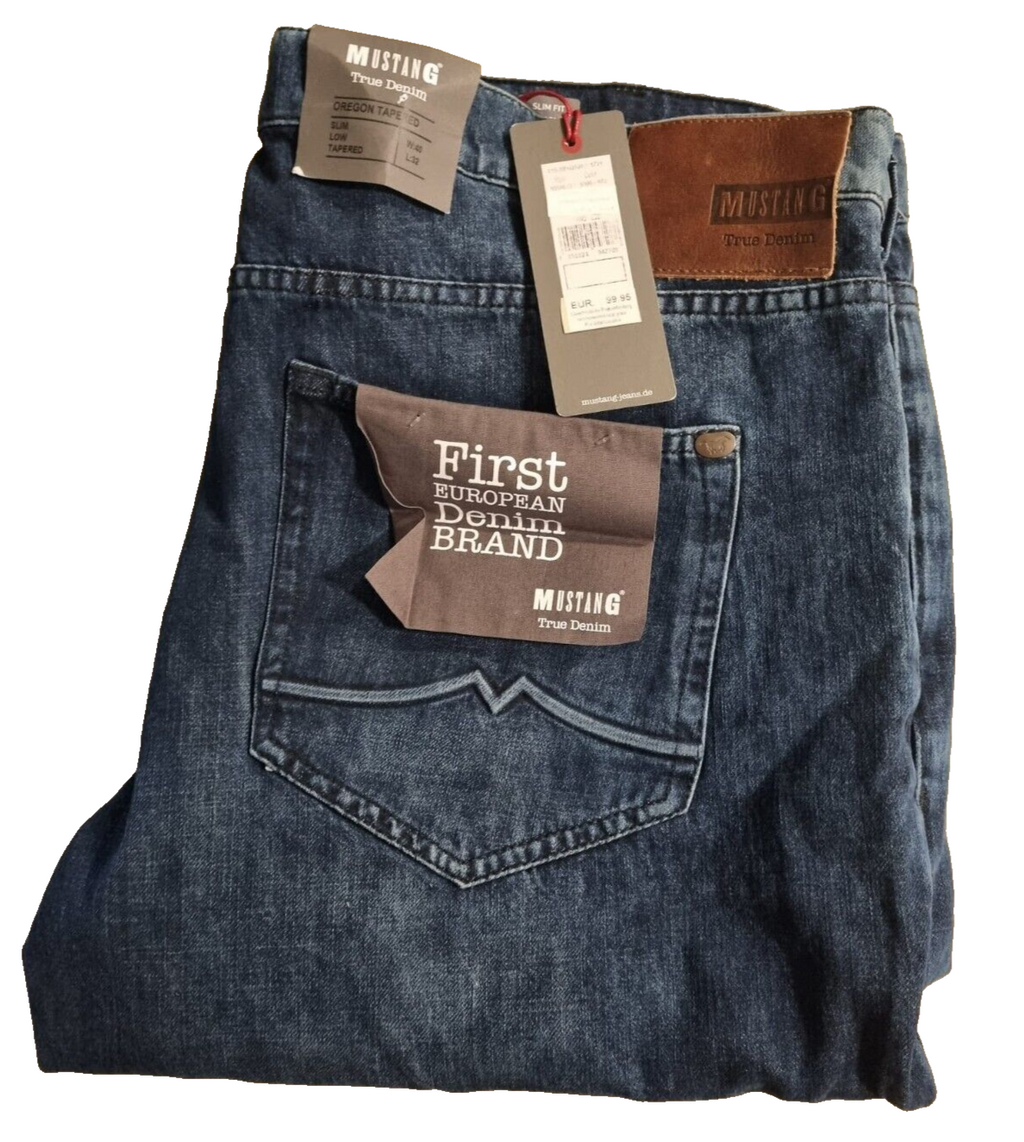 MUSTANG Herren Jeans Oregon Tapered W40 L32 Slim Low Tapered Blau Top Preis X1