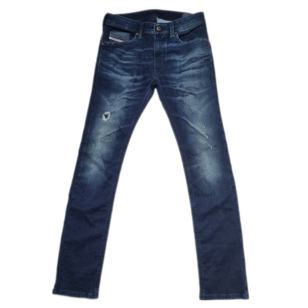 DIESEL Herren Jeans Slim Blau Washed Jogg Thavar-ne 28|32 Stretch-Denim W28 L32
