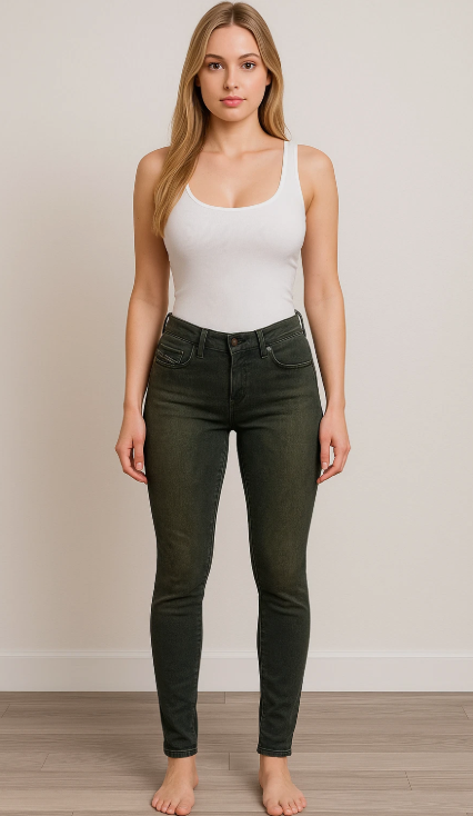 DIESEL Damen Jeans Grupee W30 Grün 00CZAF 066B Super Slim Skinny Low Waist