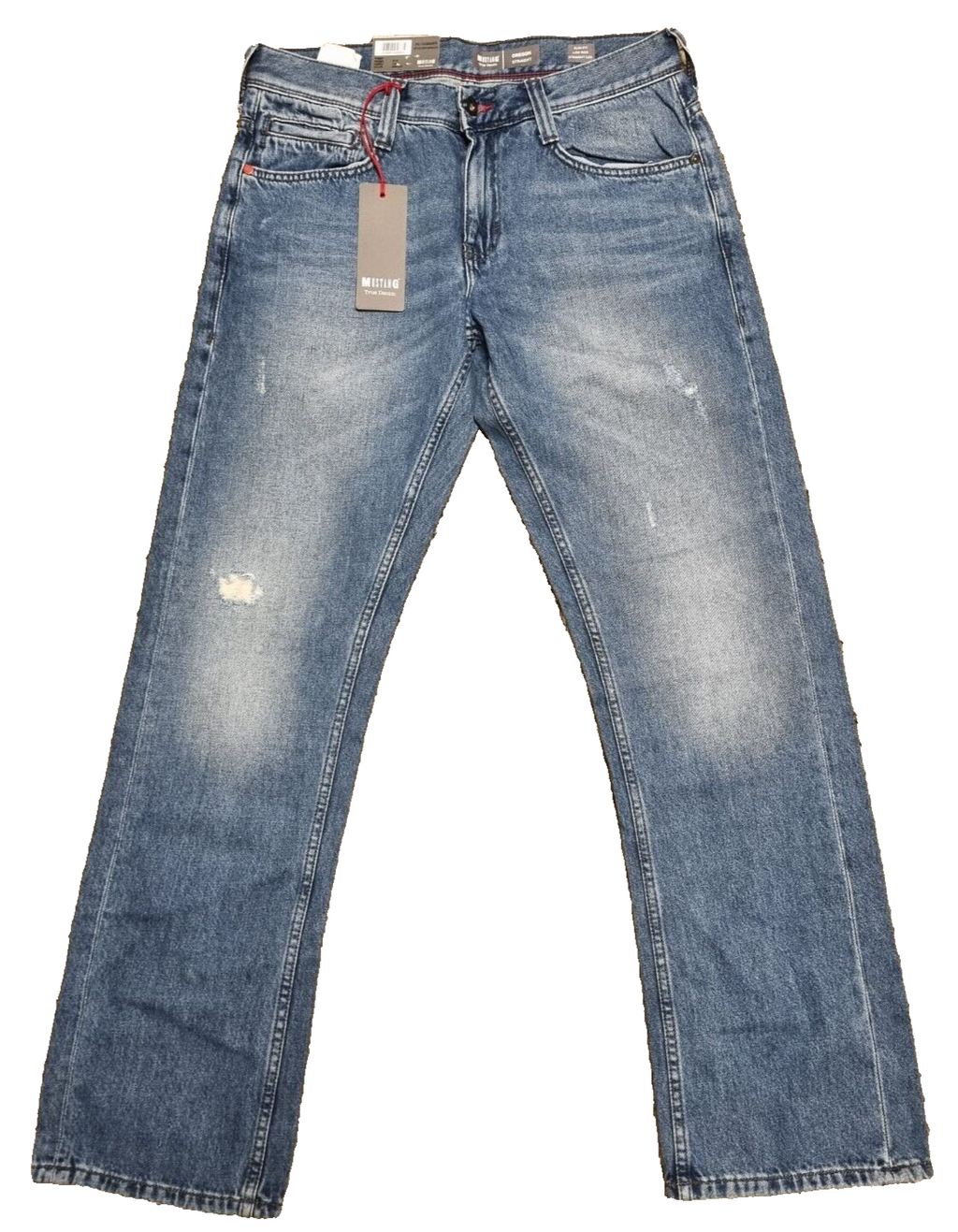 Mustang Oregon Straight Herren Jeans, Slim Fit Blau W32 L32 Denim Hose BR3E1