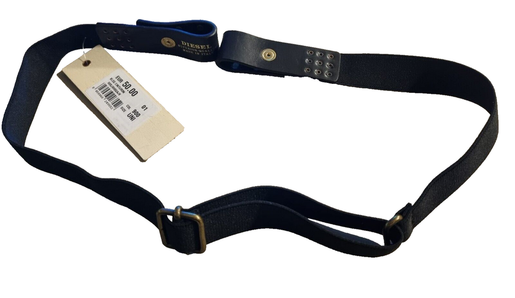 DIESEL BLEG Damen Stretchgürtel Uni Schwarz Elastisch Leder Metall 00SJVH0GA #43