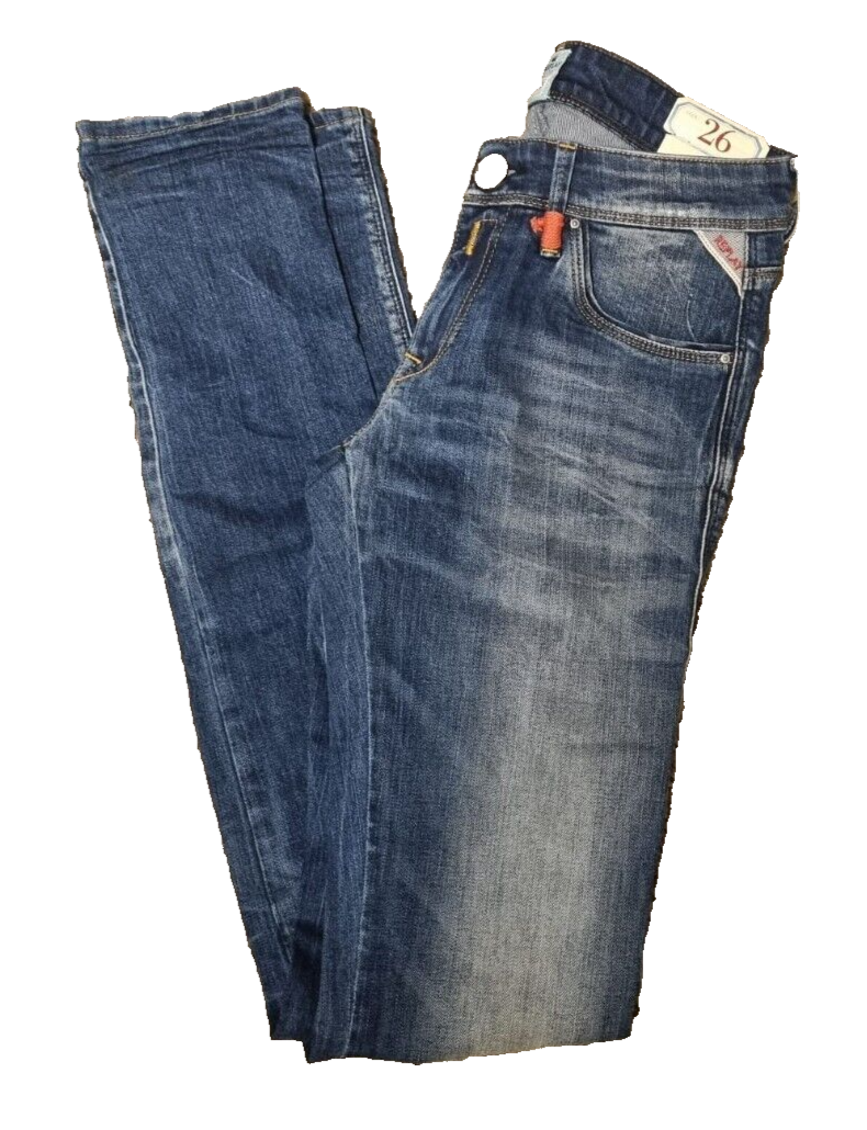 REPLAY Damen Jeans Yasmeen W26 L34 Blau Slim Fit Stretch WX621.000.573.430 E3