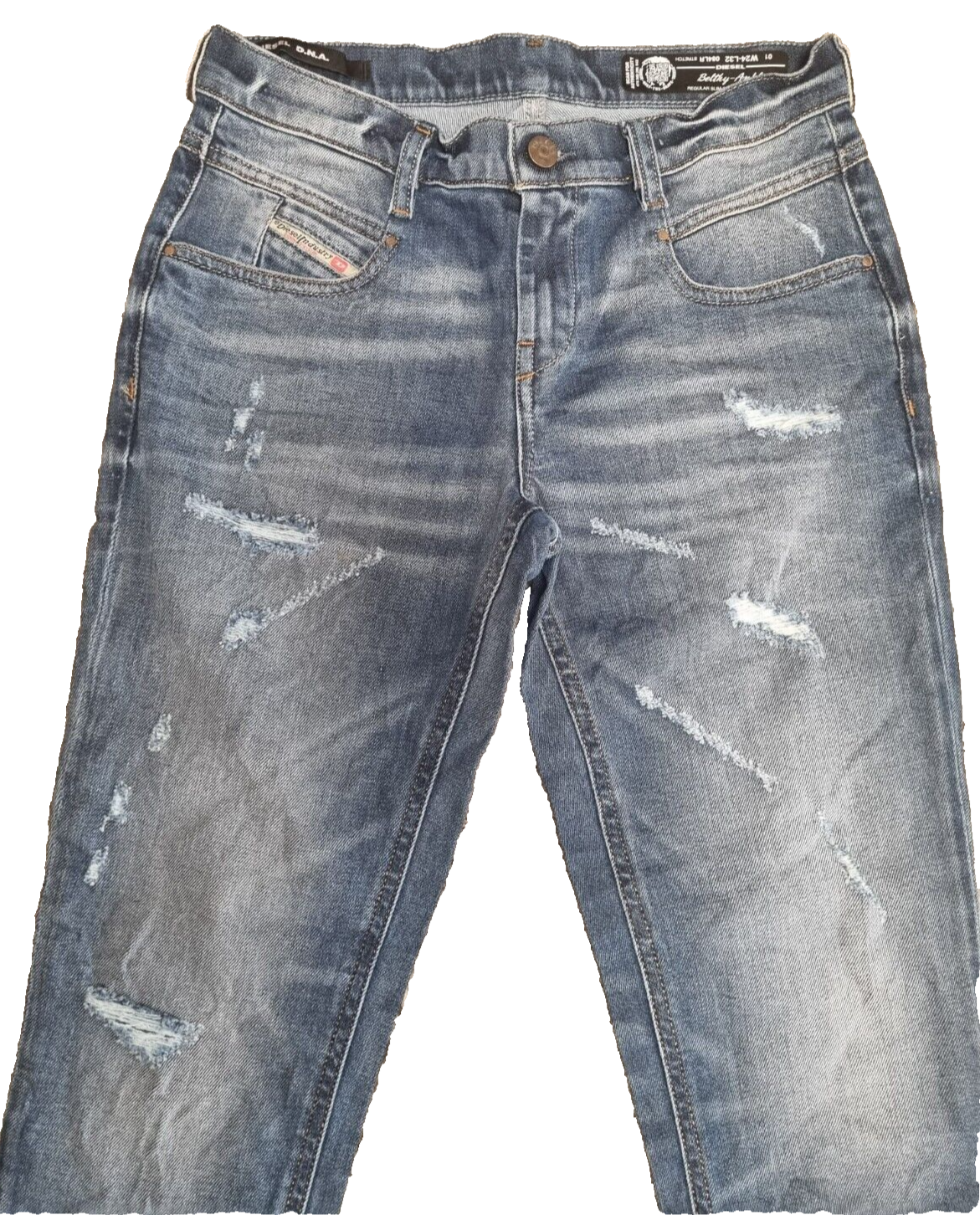 DIESEL Damen Jeans Belthy-Ankle W24 L32 Blau Slim Straight Low Waist Hose T1-6