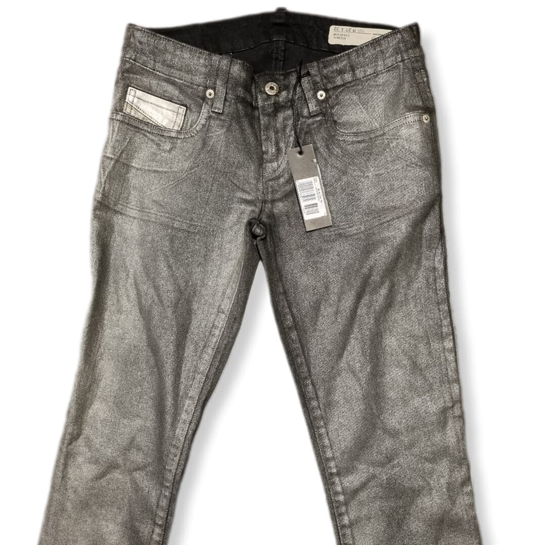 DIESEL Damen Jeans Grupee OE822 Stretch Low Silber Schwarz W27 L32 Modisch BR5B1