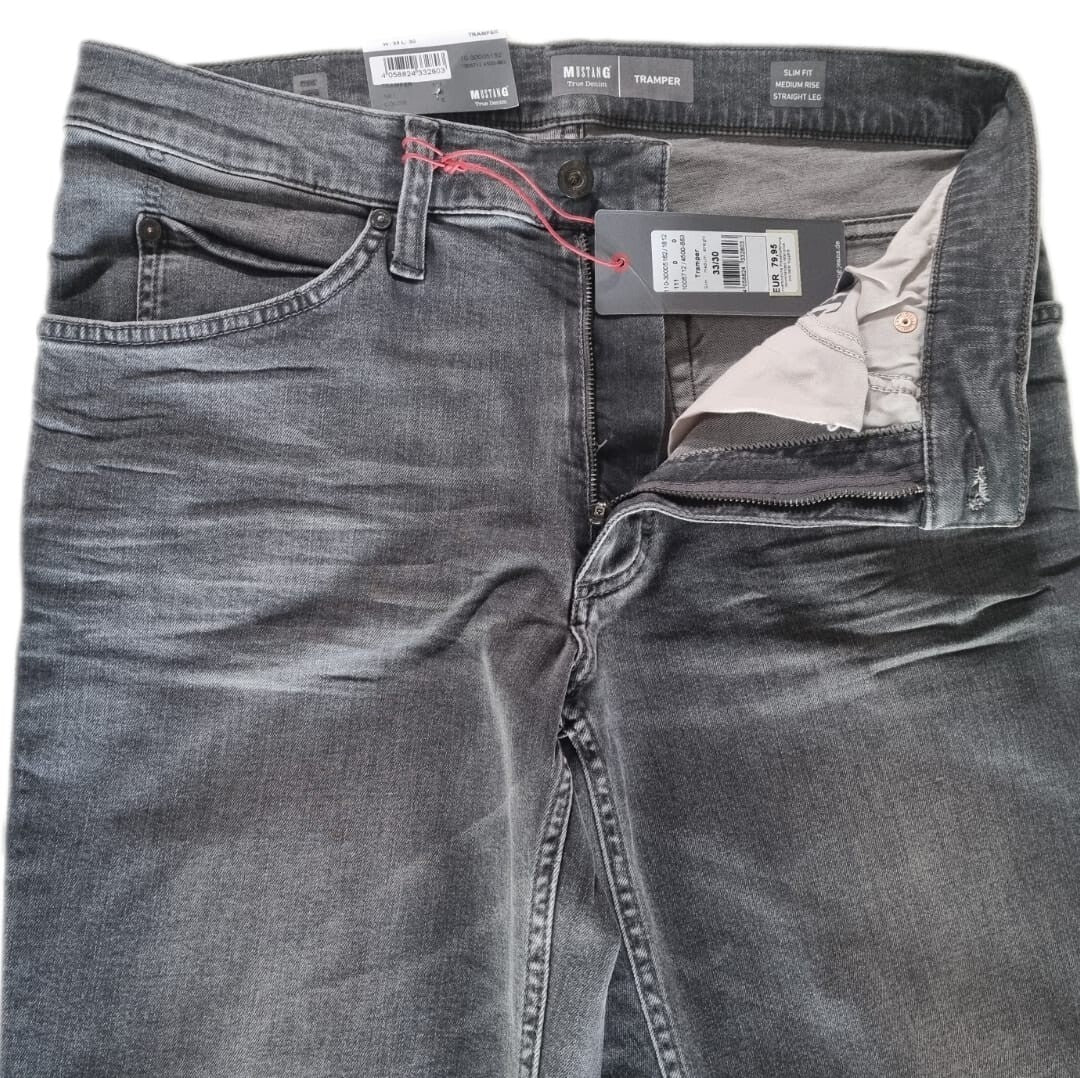 Mustang Herren Jeans Tramper Grau Slim Straight 1005712 – W33 W34 W35 W36