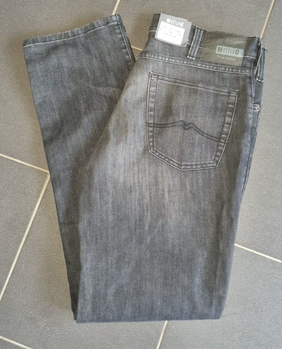 MUSTANG Herren Jeans Oklahoma Slim Fit Grau W38 L32 1004251 Staight LEG BR1E2