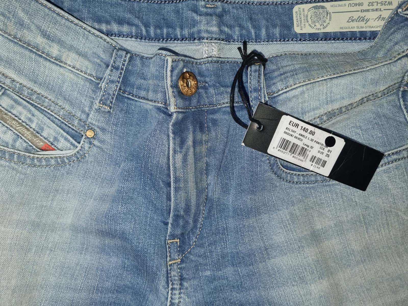 DIESEL Damen Jeans Belthy-Ankle 00SUKH084CU W23 L30 Blau | Slim Straight