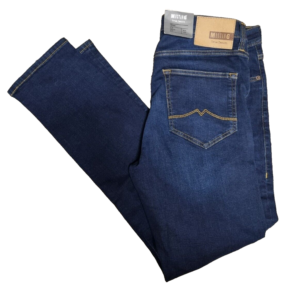 MUSTANG Herren Jeans Vegas W34 L32 Slim Fit Dunkelblau Denim Jeanshose T1-5