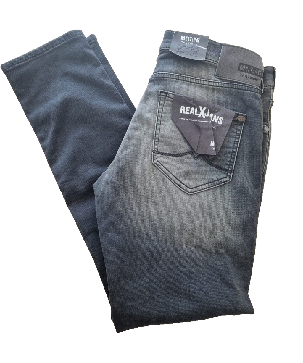 MUSTANG Herren Jeans Oregon Tapered K W32 L32 Grau | Slim-Fit, Niedrige Waist E6