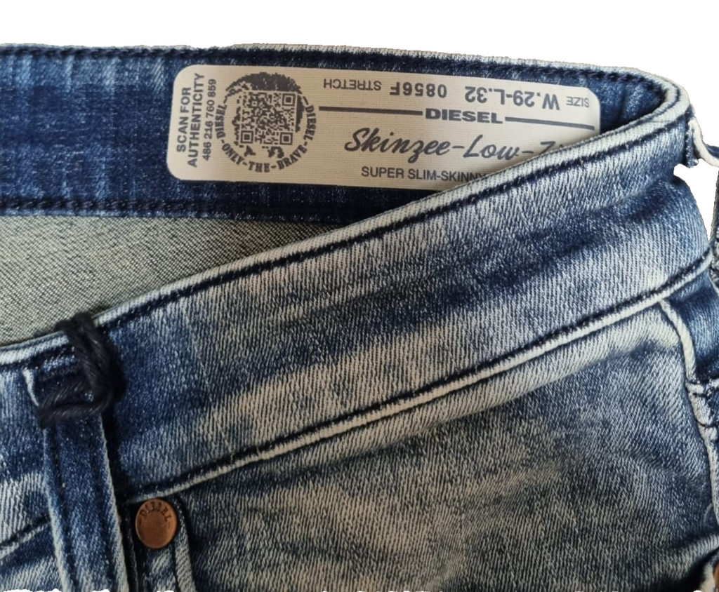 DIESEL Damen Jeans Skinzee-Low-ZIP W29 L32 Blau Super Slim Skinny Low Waist K2
