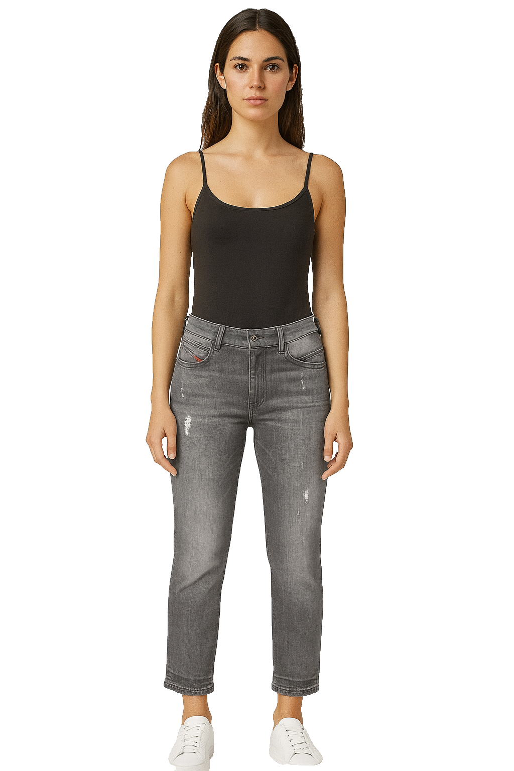 DIESEL Damen Jeans Belthy-Ankle W29 L30 Grau Regular Slim Straight 00SUKH M2