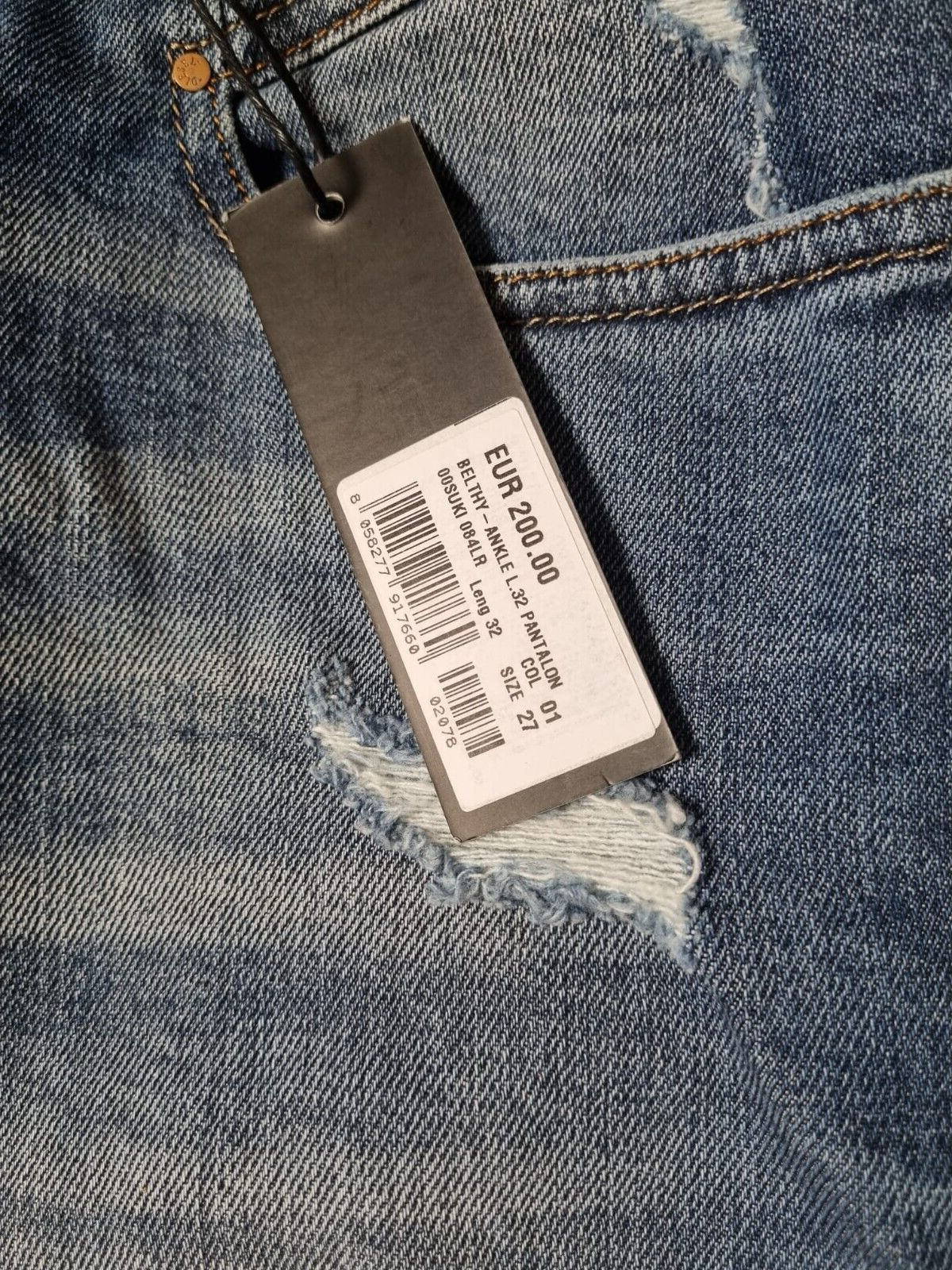 DIESEL Damen Jeans Belthy-Ankle Regular Slim Straight W27 L32 Blau SLR4B1