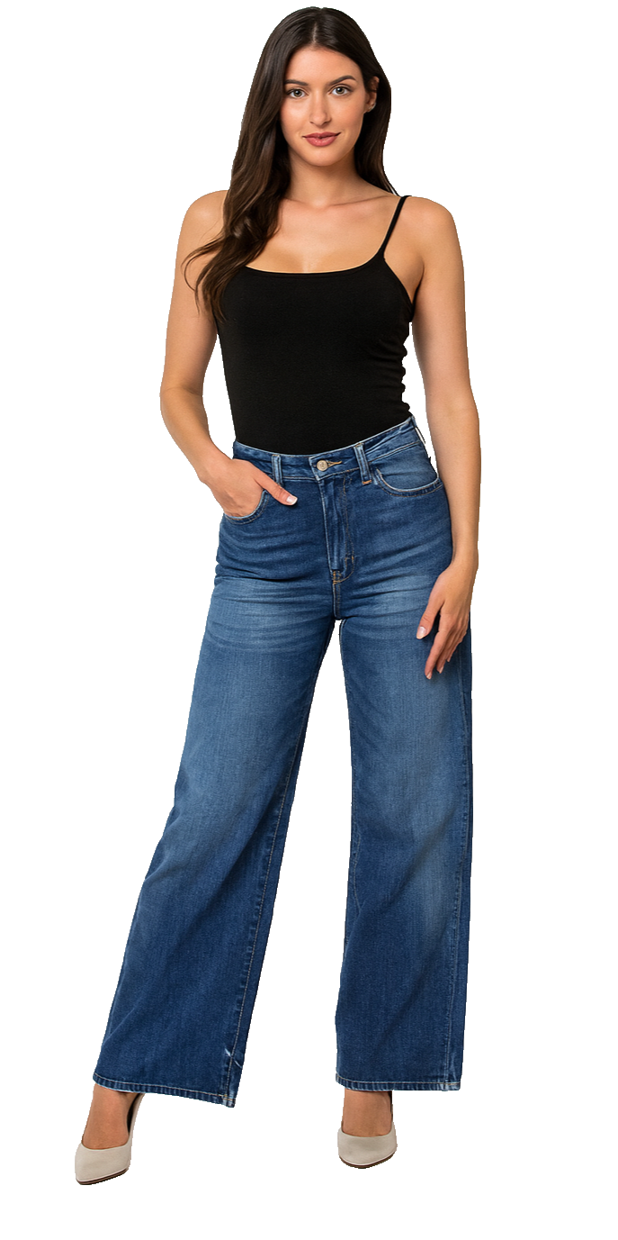 DIESEL Damen Jeans Widee High Waist Regular Straight Blau W28 L30 Stretch