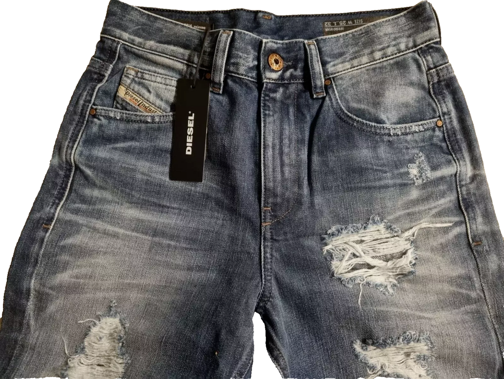 DIESEL Damen Jeans Kameron W25 L32 Boyfriend High Waist Blau 100% Baumwolle PL1C