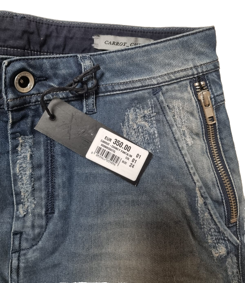 DIESEL Damen Jeans Carrot & Chino W24 Blau | Stretch & Luxusstoff K4