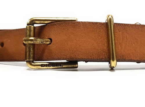 DIESEL BOCKET Ledergürtel 95 cm Braun mit abnehmbarer Tasche Echtleder Unisex 39