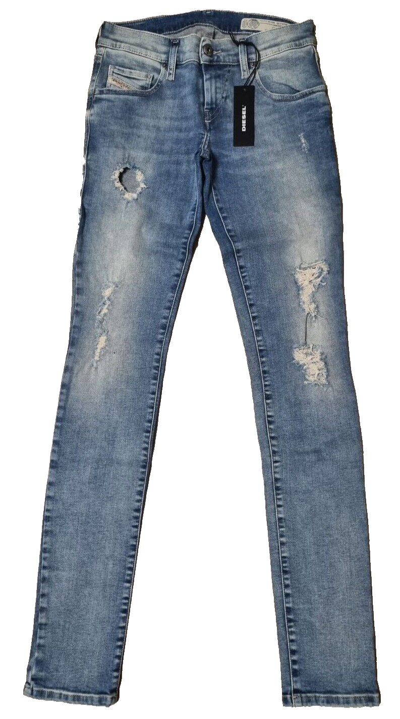 Diesel Damen Jeans Grupee W25 L32, Super Slim Skinny, Low Waist, Stretch Blau D7