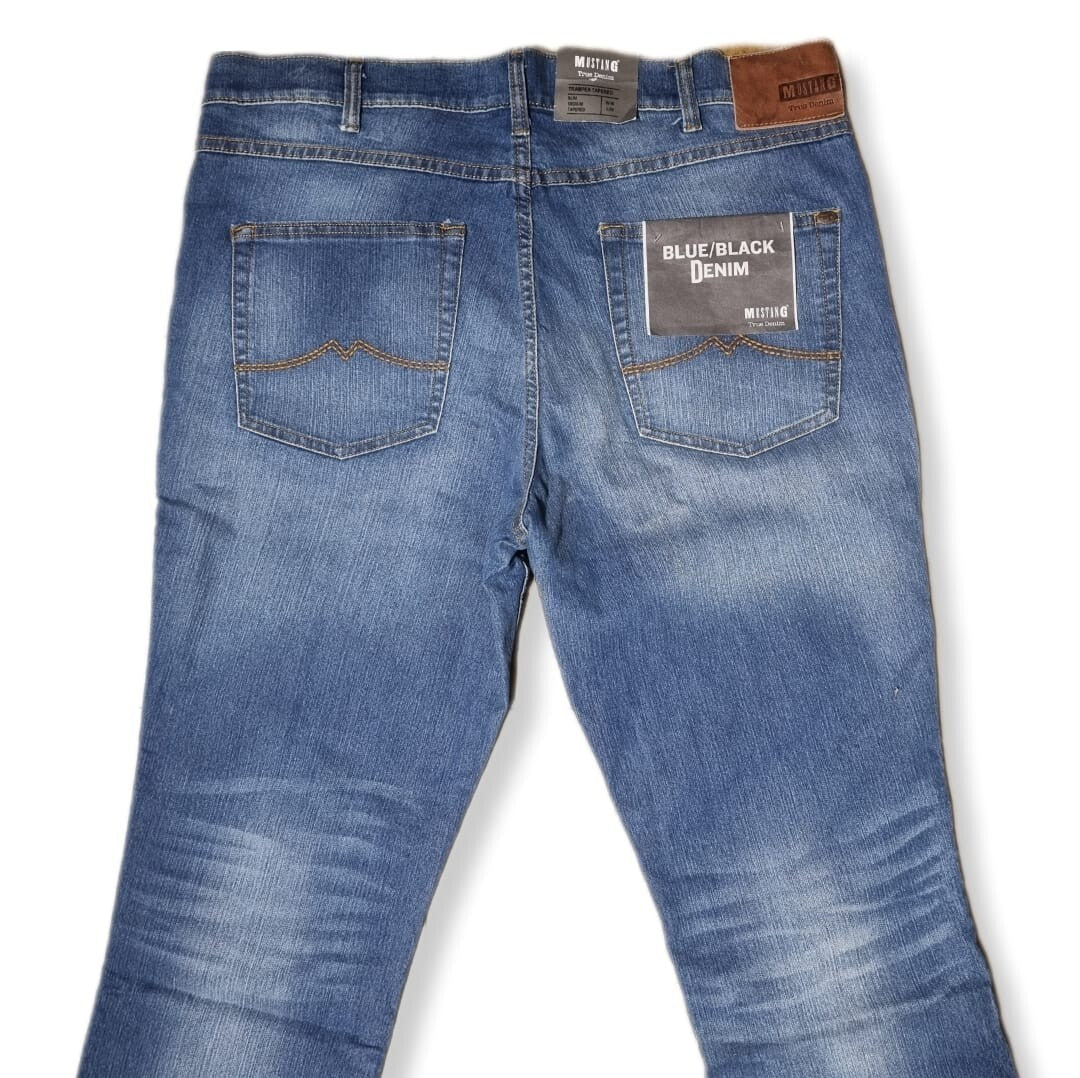 MUSTANG Herren Jeans Tramper Tapered W40 L32 Blau Slim Medium Tapered BR2E1