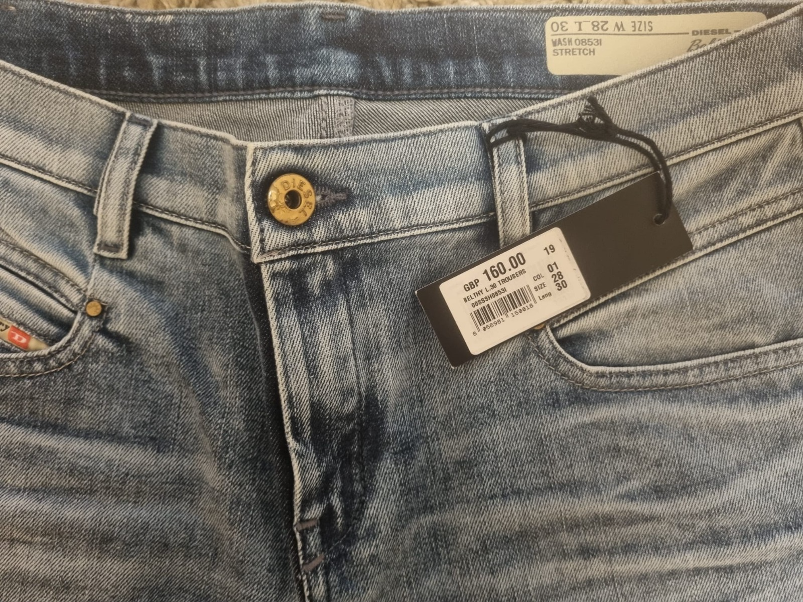 DIESEL Belthy Damen Jeans W28 L30 Regular Slim Straight Low Waist Blau M5