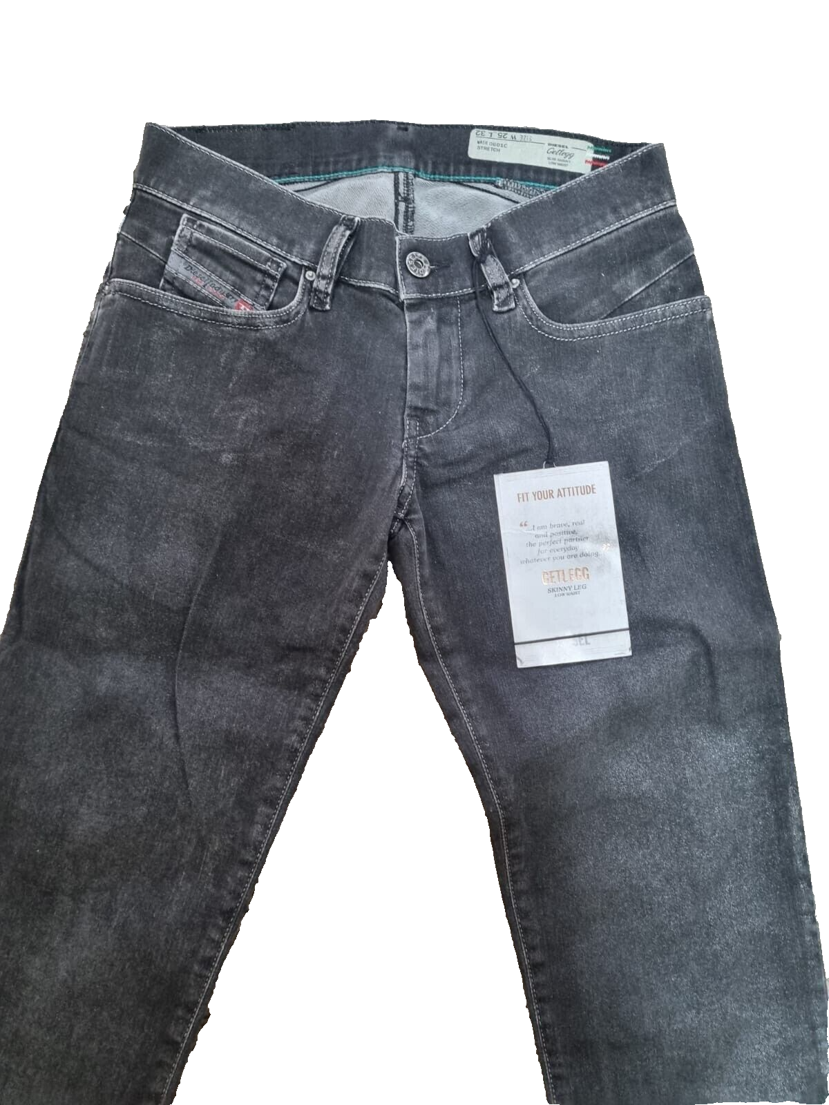 DIESEL Damen Jeans Getlegg W25 L32 | 0601C Slim Skinny Low Waist T1-4