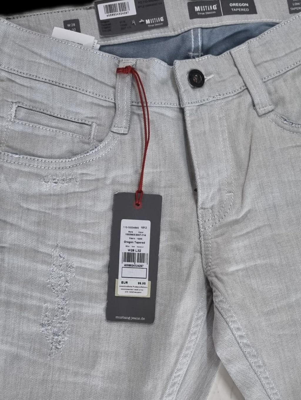 MUSTANG Herren Jeans Oregon Tapered Slim Low Rise Tapered Leg 1005683 114 Weiß