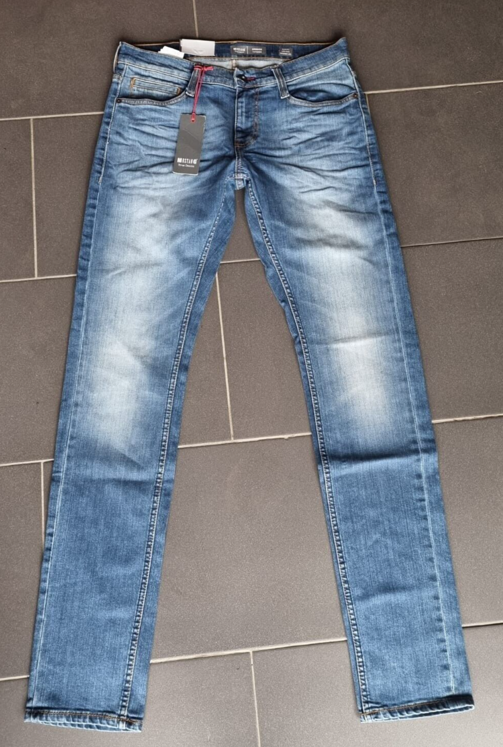MUSTANG Herren Jeans Oregon Tapered W32 L36 Slim Low Tapered Blau Jeanshose BR1E