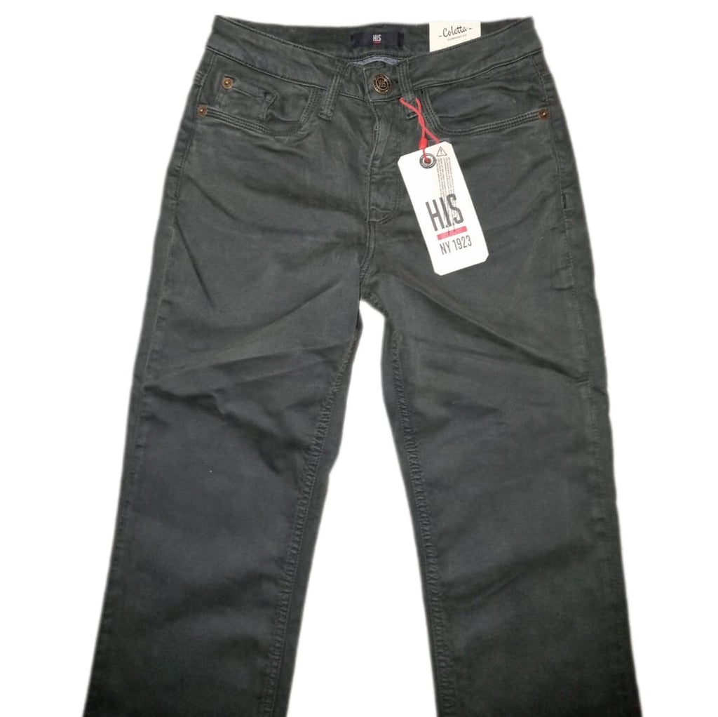 HIS Damen Jeans Coletta Comfort Fit 34/33 Dunkelgrün High Waist Straight