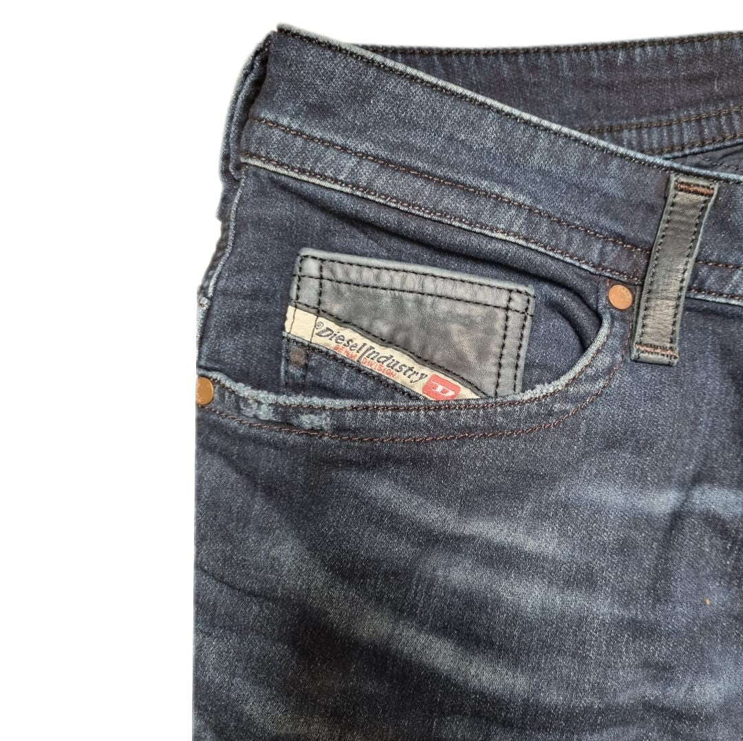 DIESEL Herren Jeans Slim Blau Washed Jogg Thavar-ne 28|32 Stretch-Denim W28 L32