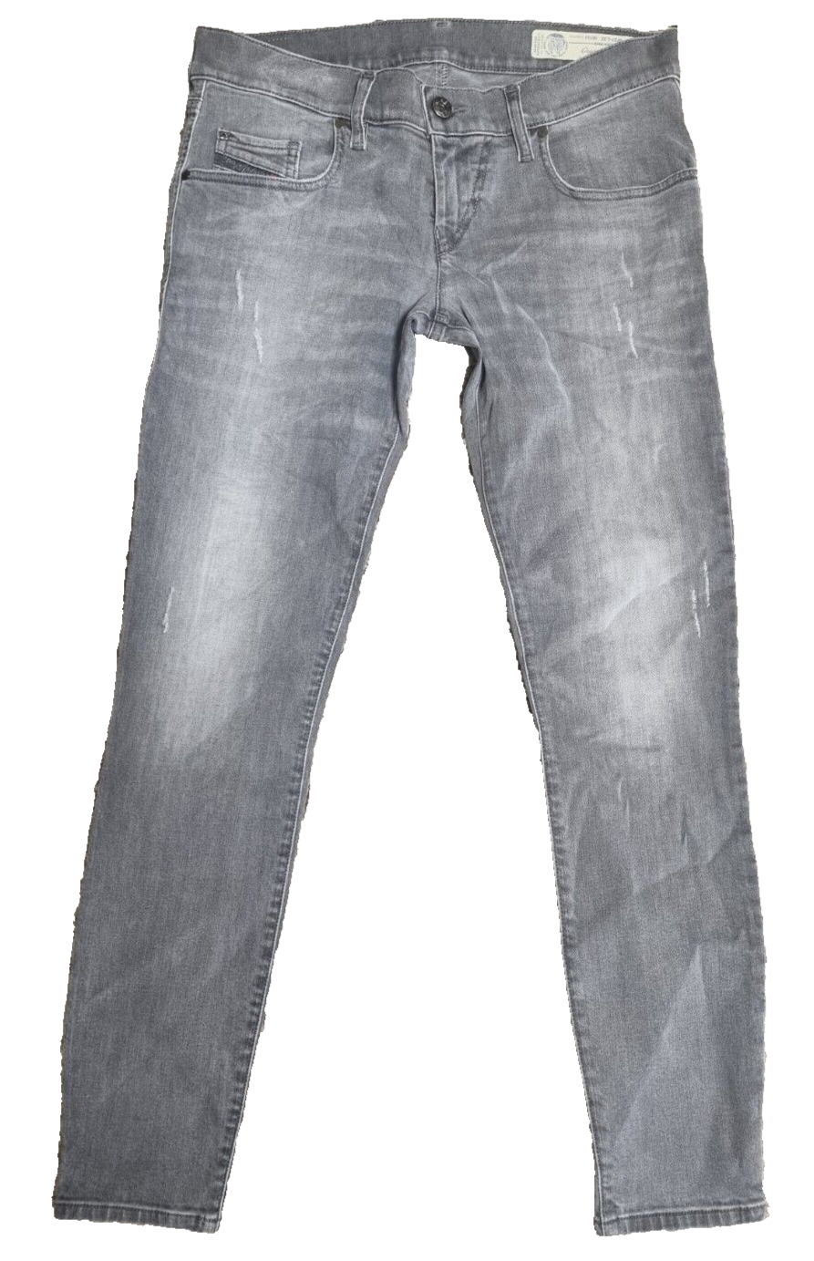 DIESEL Damen Jeans Grupee-Ankle W27 L32 Grau Super Slim Skinny Low Waist T1-6