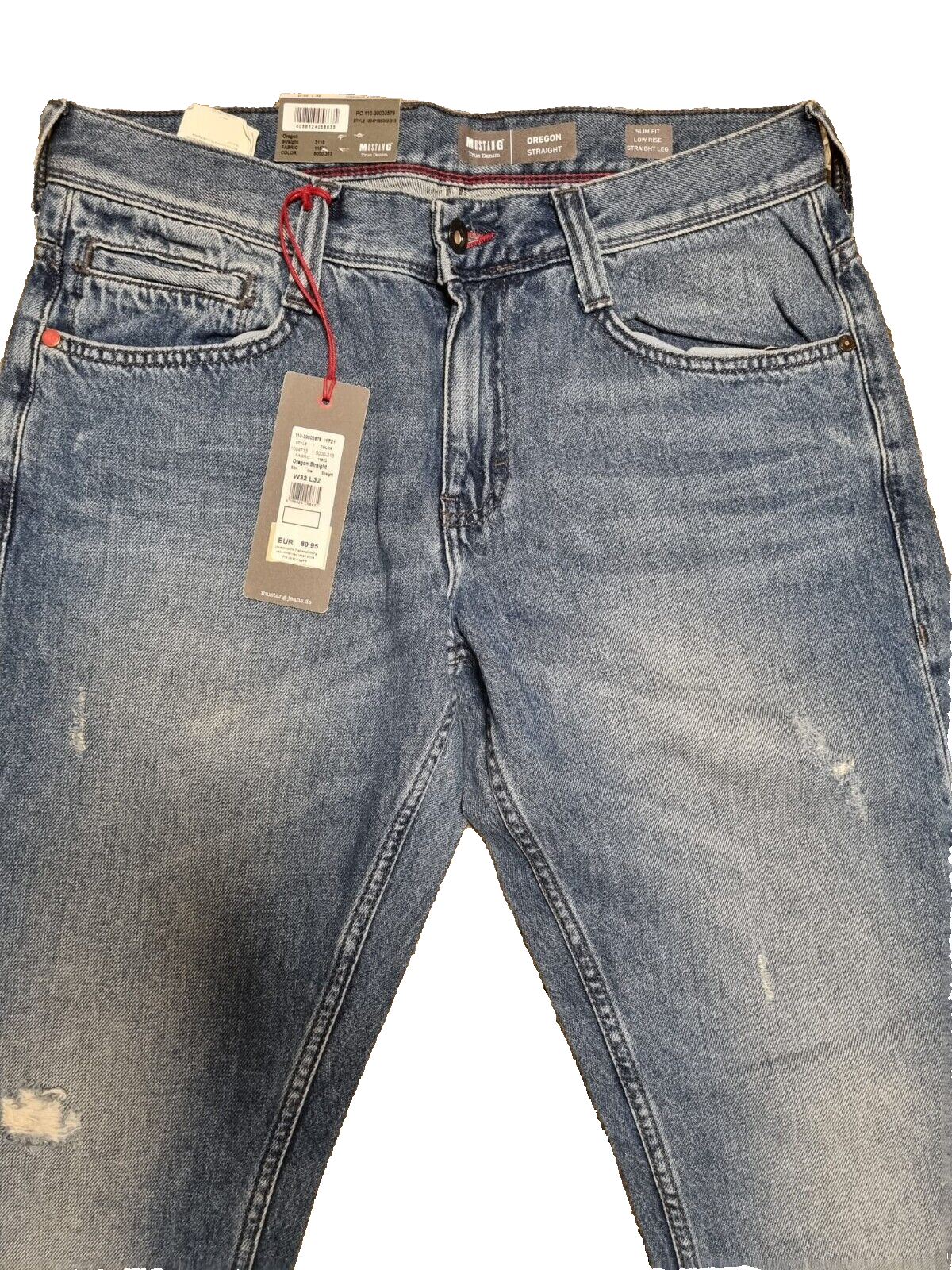 Mustang Oregon Straight Herren Jeans, Slim Fit Blau W32 L32 Denim Hose BR3E1