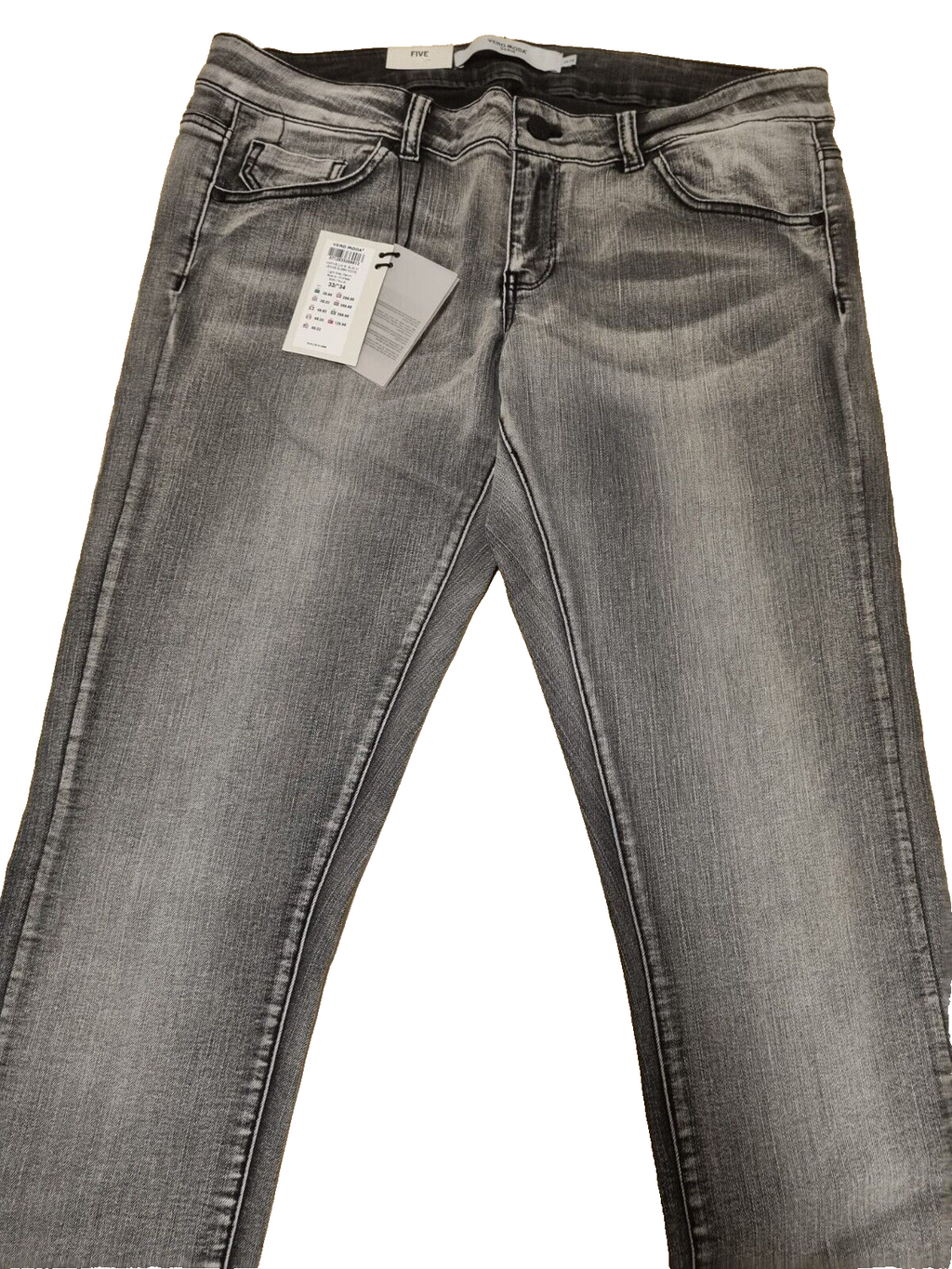 ✨Vero Moda Damen Jeans Slim Fit Low Waist Grau W33 34 kleine Schönheitsfehler E8