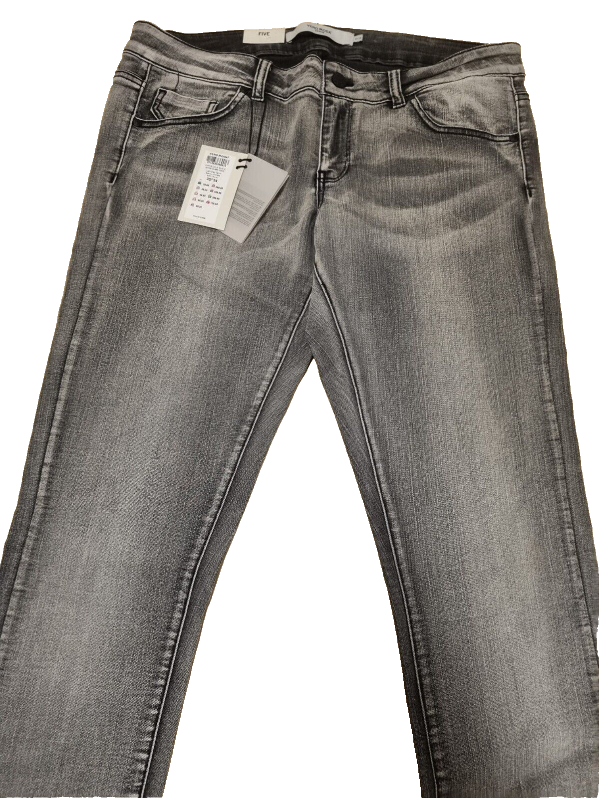 ✨Vero Moda Damen Jeans Slim Fit Low Waist Grau W33 34 kleine Schönheitsfehler E8