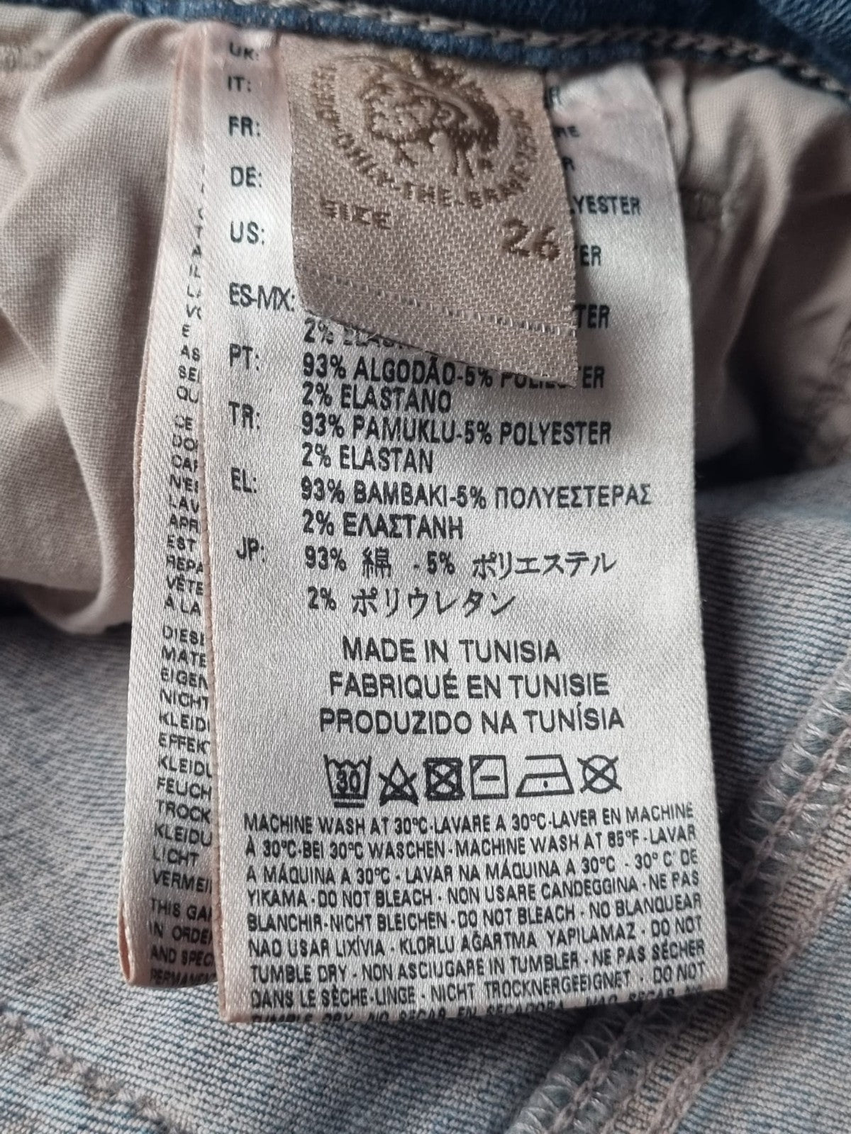 DIESEL Damen Jeans SLANDY W26 L30 Super Slim Skinny Hellblau Stretch 00SXJM 084V