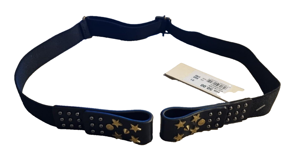 DIESEL BLEG Damen Stretchgürtel Uni Schwarz Elastisch Leder Metall 00SJVH0GA #43