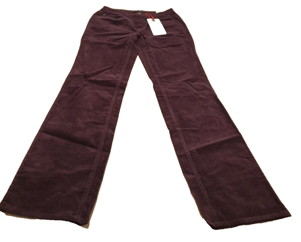 ✨ HIS Damen Jeans MARA Regular Mid Rise Straight Leg 34/33 Bordo Cord Denim E8