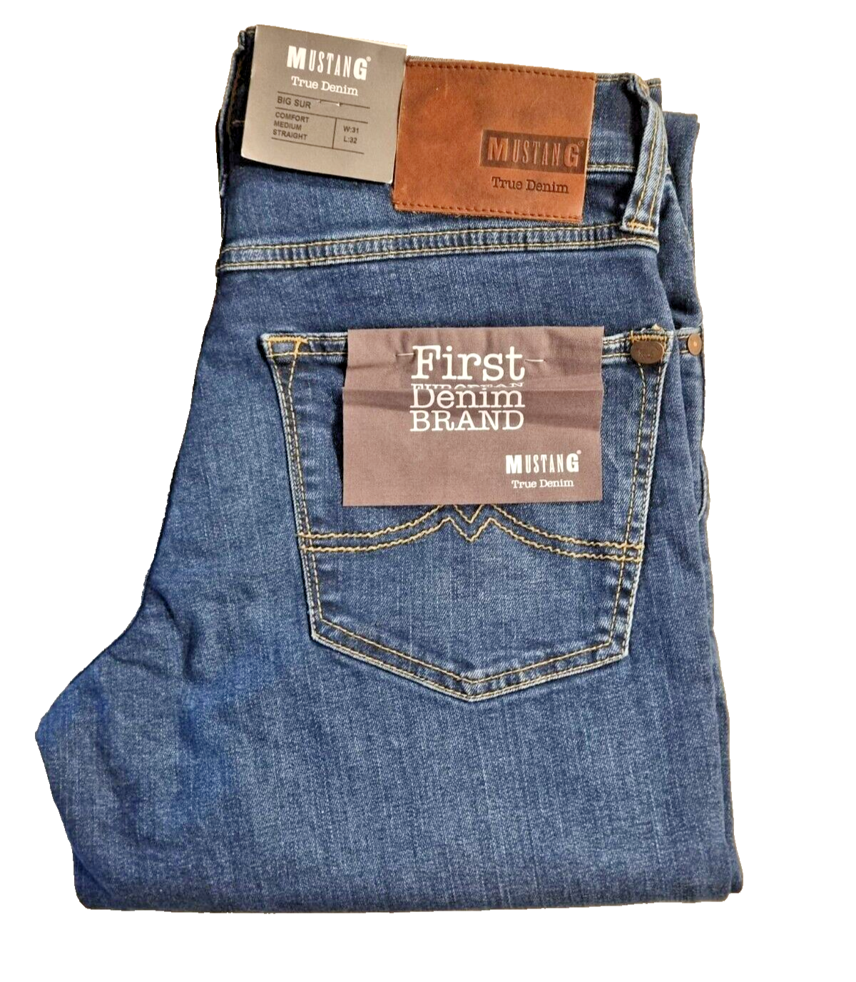 MUSTANG Herren Jeans Big Sur W31 L32 Blau Comfort Fit Straight Leg N Waist PL1B3