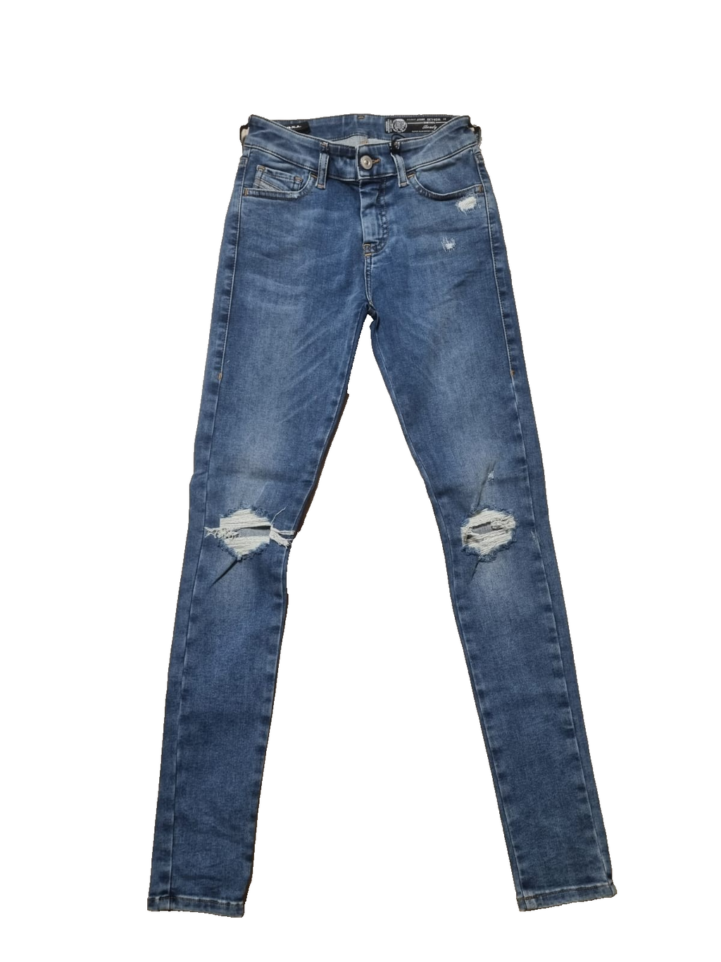 DIESEL Damen Jeans Slandy W24 L30 Grau Super Slim Skinny Regular Waist 00SXJM K2