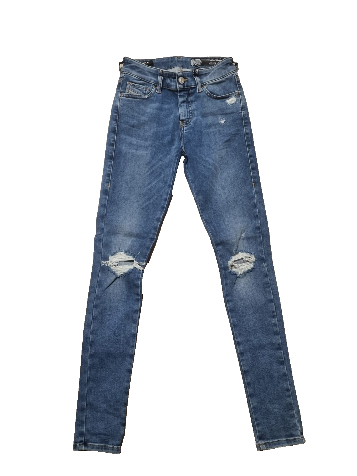 DIESEL Damen Jeans Slandy W24 L30 Grau Super Slim Skinny Regular Waist 00SXJM K2