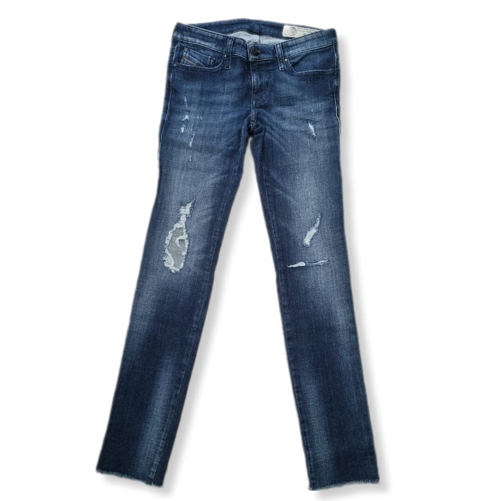 DIESEL Damen Jeans Skinzee-Low Super Slim Skinny Low Waist Blau 0671V - W27 L30