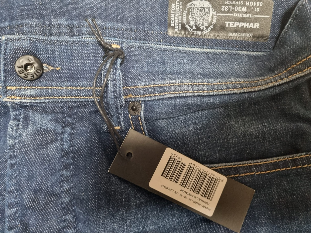 DIESEL Tepphar Herren Jeans W30 L32 Slim Carrot 00CKRI 084GR Stretch Blau M2