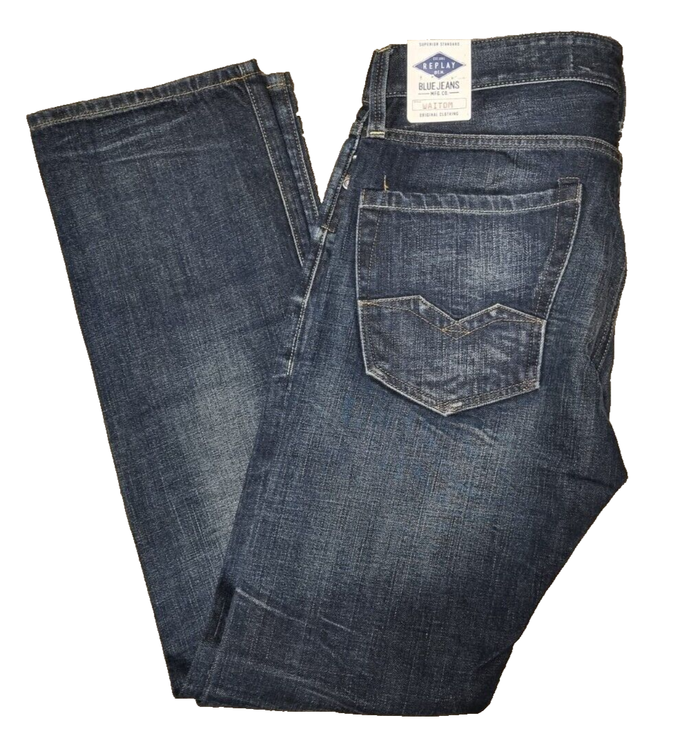 REPLAY Herren Jeans Waitom W31 L34 | Regular Slim Fit | Dunkelblau | M983 BR3E1
