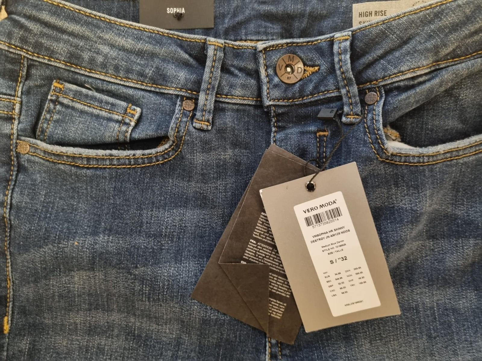 Vero Moda Damen Jeans Sophia S L32 Blau Skinny High Rise 10198525 M4