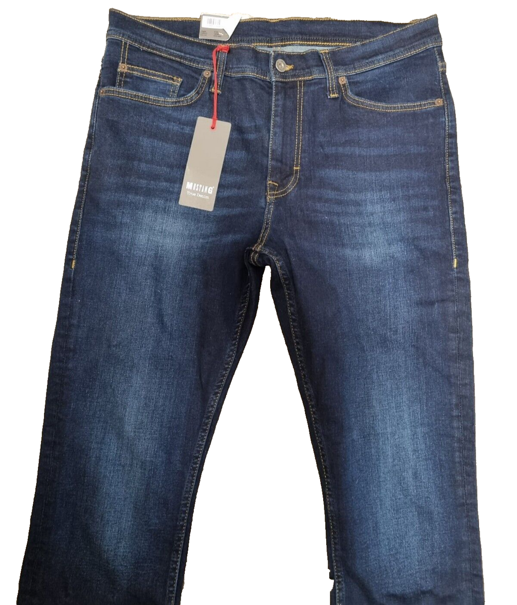MUSTANG Herren Jeans Vegas W34 L32 Slim Fit Dunkelblau Denim Jeanshose T1-5
