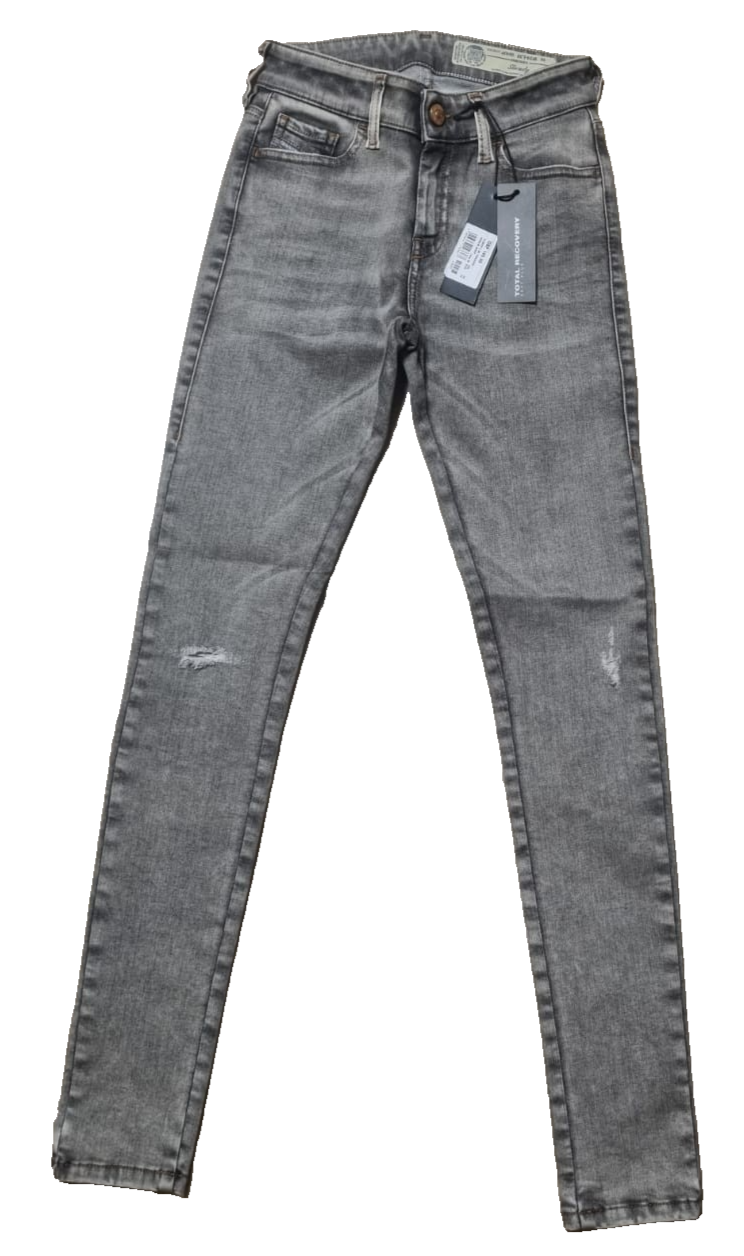 DIESEL Damen Jeans Slandy W24 L30 Grau Super Slim Skinny Regular Waist 00SXJM K2