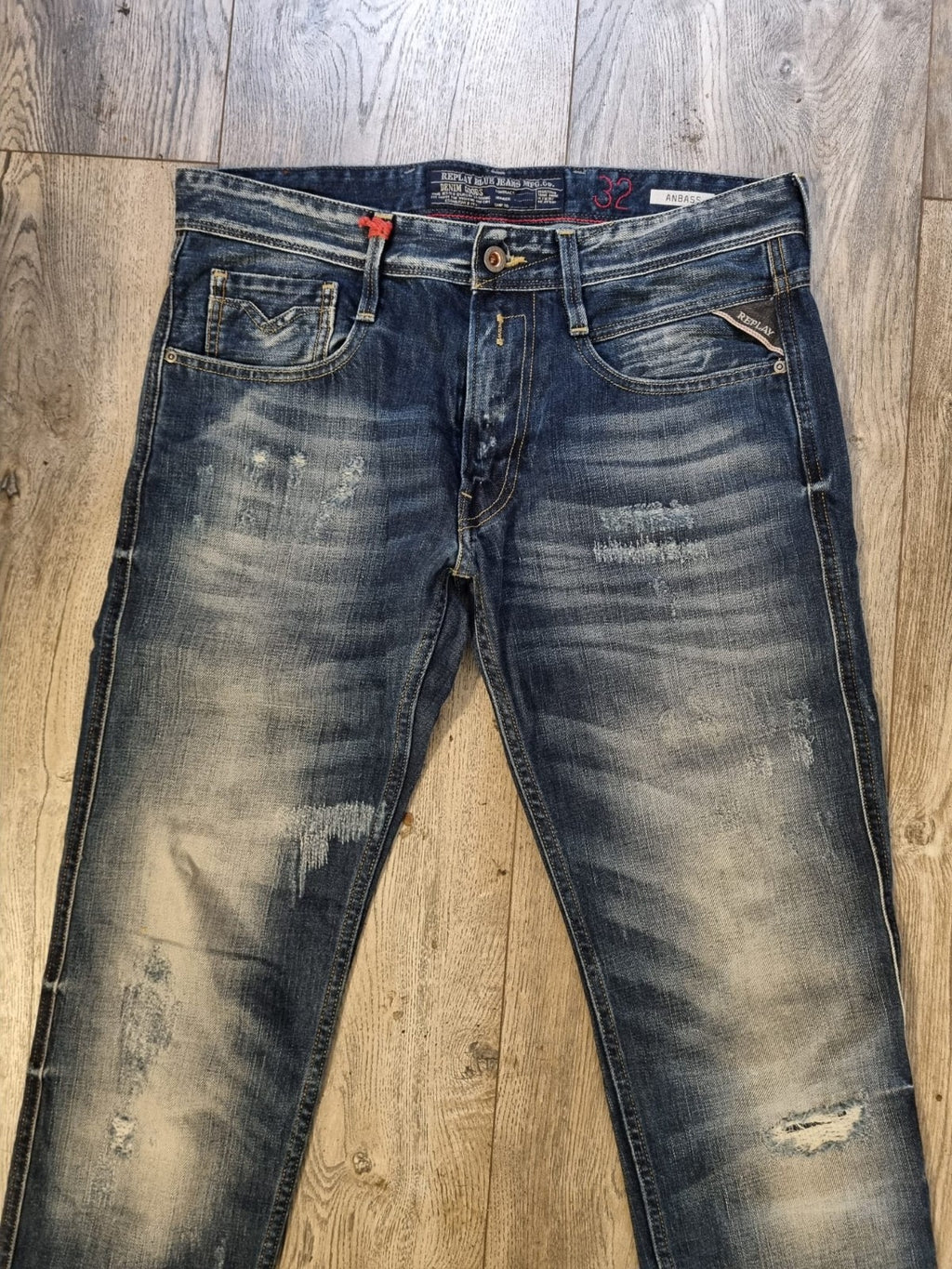 Replay Herren Jeans M914F Blau W32 L34 – 100% Baumwolle – Slim Fit K9