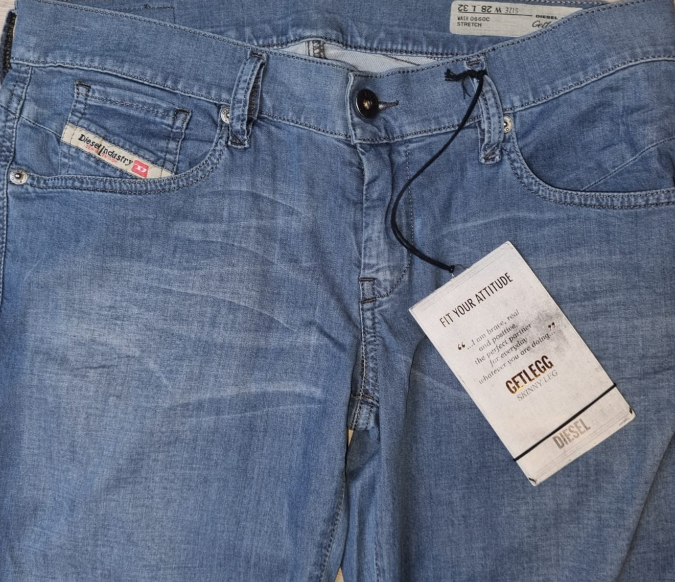 DIESEL Damen Jeans Getlegg 00CSDN0660C W28 L32 Blau | Slim Stretch | Dünner Stof