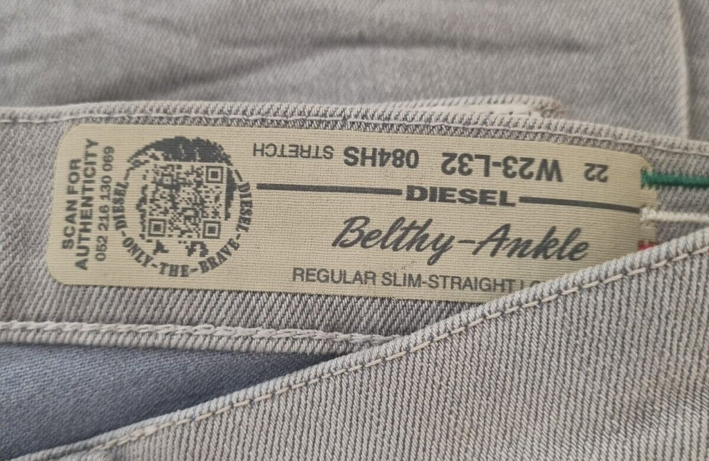 DIESEL Damen Jeans Belthy-Ankle W23 L32 Grau Hose Denim Made in Italy 084HS T1-6