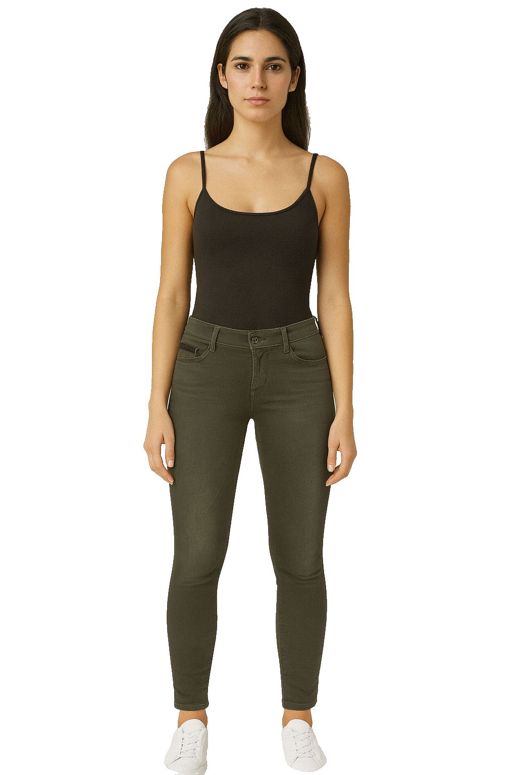 DIESEL Damen Jeans Grupee W30 Grün 00CZAF 066B Super Slim Skinny Low Waist