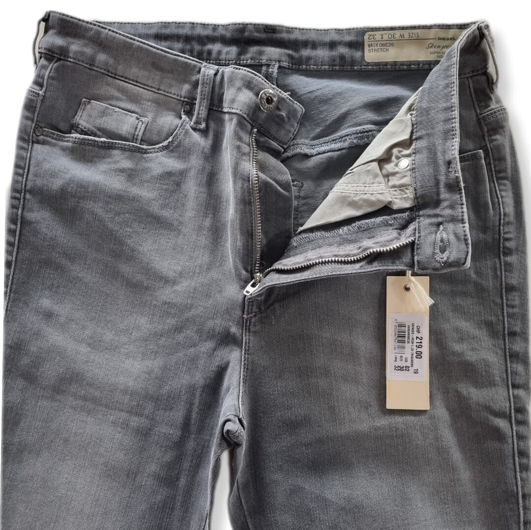 Diesel Damen Jeans Denim Hose Skinzee High Super Slim Skinny High Waist Grau
